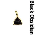Minimalist faceted triangular black obsidian gemstone pendant with gold-plated metal frame - Obsidian (Triangle) / Gold