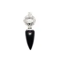 Ciondolo in pietra di ossidiana nera conica con charm a sfera traforata argentata - Stile Cono Sfera Traforata / Ossidiana (Argento)