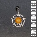 Vintage zilveren pentagram hanger ketting voor heren met een rode aventurijn natuursteen - Rode Aventurijn