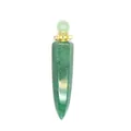 Natural green aventurine stone hexagonal cone essential oil perfume bottle pendant charm - Aventurine Jade / Gold