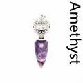 Squisita collana con ciondolo a cono in ametista naturale con dettaglio sfera argento - Stile Cono Sfera Traforata / Ametista (Argento)