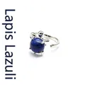 Süßer verstellbarer Schildkrötenring aus Silber mit echtem blauem Lapislazuli Stein - Lapislazuli