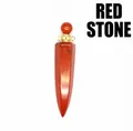 Natural red jasper stone hexagonal cone perfume bottle pendant necklace with gold metal cap - Red Jasper / Gold