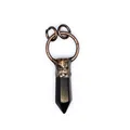 Hexagonaler Obsidian-Kristallanhänger im Vintage-Stil mit bronzener Metallkappe - Obsidian