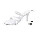Seitenansicht der eleganten weißen Stiletto-Mules mit 9 cm Absatzhöhenmessung - 36 / Weiß