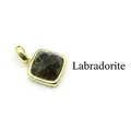 Elegant square faceted natural labradorite stone pendant with gold-plated frame - Labradorite (Square) / Gold