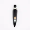 Natural obsidian stone aromatherapy perfume bottle pendant in polished black finish - Obsidian / Silver