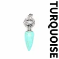 Ciondolo a cono in turchese naturale con sfera in metallo argentato traforata top - Stile Cono Sfera Traforata / Turchese (Argento)