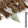 Collier pendule en labradorite naturelle avec un charme fleur de vie argentée unique - Labradorite