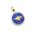 Eleganter Lapislazuli-Anhänger mit goldenem Bienenmotiv und hochwertiger 24K Goldbeschichtung - Lapislazuli