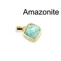 Small square natural amazonite stone pendant with a polished gold-plated metal frame - Amazonite (Square) / Gold