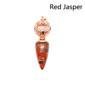 Collana con pendente a cono in diaspro rosso naturale e sfera traforata - Stile Cono Sfera Traforata / Pietra Rossa (Oro Rosa)