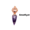 Pendente a cono in ametista viola naturale con sfera cava in oro rosa - Stile Cono Sfera Traforata / Ametista (Oro Rosa)