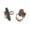 Close-up of irregular natural stone ring featuring blue kyanite and agate stones - Style 1 (Kyanite)