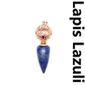 Ciondolo a cono in lapislazzuli naturale con design a sfera cava in metallo oro rosa - Stile Cono Sfera Traforata / Lapislazzuli (Colore Oro Rosa)