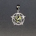Vintage gotische dalmatiër jaspis steen pentagram hanger met maçonniek schedel ontwerp - Dalmatijnse jaspis