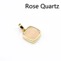 Square faceted rose quartz stone pendant with minimalist gold-plated frame variant - Rose Quartz (Square) / Gold