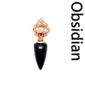 Elegante ciondolo a sfera cava in oro rosa con una pietra naturale di ossidiana nera - Stile Cono Sfera Traforata / Ossidiana (Oro Rosa)