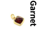Elegant small gold-plated square faceted natural red garnet stone charm pendant - Garnet (Square) / Gold