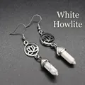 Eleganti orecchini a loto con pilastri esagonali in pietra naturale di howlite bianca - Howlite