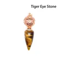 Ciondolo a cono in pietra occhio di tigre naturale con sfera a fiori in oro rosa - Stile Cono Sfera Traforata / Occhio di Tigre (Oro Rosa)