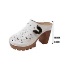 White hollow chunky heel platform mule shoes with metal buckle and 10cm heel height - 36 / White