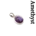 Faceted natural purple amethyst oval pendant in a polished silver-finish setting - Amethyst (Oval) / Silver