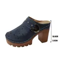 Elegant navy blue hollow-out chunky heel platform mule shoes with a 10cm high heel - 36 / Blue