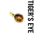 Elegant natural faceted tiger's eye stone oval pendant with polished gold-tone frame - Tiger's Eye (Oval) / Gold