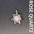 Handmade silver wire wrapped sun burst pendant featuring a natural pink rose quartz stone. - Sun / Rose Quartz (Silver)