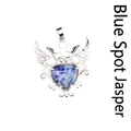 Colgante de corazón de sodalita azul con corona y alas de plata - Jaspe de Puntos Azules