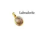 Delicate oval faceted natural labradorite gemstone pendant with a gold bezel setting - Labradorite (Oval) / Gold