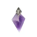Detail of a purple amethyst pendant with a silver-colored Poseidon trident bale. - Amethyst (Poseidon Trident)