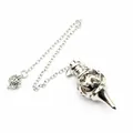 Pendolo conico in metallo argentato cavo con catena per divinazione e radioestesia - Stile 1 (Cuore Cavo) / Argento