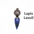 Collana con ciondolo a sfera cava in bronzo e punta di cono in lapislazzuli naturale - Stile Cono Sfera Traforata / Lapislazzuli (Bronzo Antico)