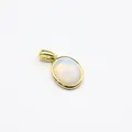 Delicate oval faceted opal stone pendant with minimalist gold plated bezel frame - Opal (Oval) / Gold
