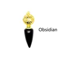 Elegante ciondolo in ossidiana nera con sfera cava dorata e dettagli decorativi di alta qualità - Stile Cono Sfera Traforata / Ossidiana (oro)