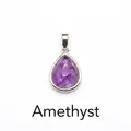 Elegant natural faceted purple amethyst teardrop pendant with a silver metal bezel setting - Amethyst (Water Drop) / Silver