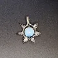 Handmade wire-wrapped sun pendant featuring a round opalite stone in silver tone finish - Sun / Opal (Silver)