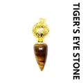Elegante collana con pendente a cono in pietra occhio di tigre e sfera traforata oro - Stile Cono Sfera Traforata / Occhio di Tigre (Oro)