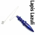 Natural blue lapis lazuli cone scepter pendulum with silver chain for energy healing - Lapis Lazuli