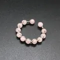 Close-up of handmade wire-wrapped open ring with pink crystal beads - Open Wire Wrapped Style / 11 Pcs 4-6mm Round Beads / Rose Quartz