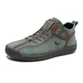 Botas Martin de media caña en cuero azul cerceta desgastado con costuras a mano - 35 / Verde