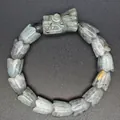 Natürliches Labradorit-Armband mit handgeschnitztem Drachenkopf und Blumenperlen - Labradorit