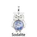 Ciondolo a forma di gufo in metallo argentato con pietra naturale Blue Spot - Diaspro a Macchie Blu