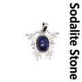 Natural Blue Vein Stone moth pendant in silver-tone finish for DIY jewelry making - Blue Vein Stone