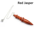 Natural red jasper stone scepter pendulum with silver metal chain for dowsing jewelry accessory - Red Jasper