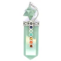 Detail of seven chakra stones and Merkaba star on green aventurine sword pendant - Aventurine Jade