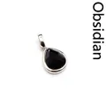 Elegant teardrop faceted black obsidian gemstone pendant with polished silver bail - Obsidian (Water Drop) / Silver