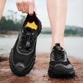 Durable men's black mesh outdoor leisure sandals with leather trim and elastic laces - 38 / Closed Toe Hand-Stitched Style (8218) / Black
